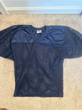 Adams Navy Blue Mesh Football Jersey V-Neck